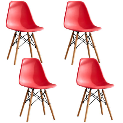 Wood Contemporary Modern Kitchen Dining Side Chair Solid Back Chair Red Set of 4 Clearhalo ' kitchen&dining_furn' 'Dining Chairs' 'Dining Tables & Seating' 'dining_chair' 'Furniture' 'furniture_dining_chair' 'Kitchen & Dining Furniture' 'kitchen' 4288565