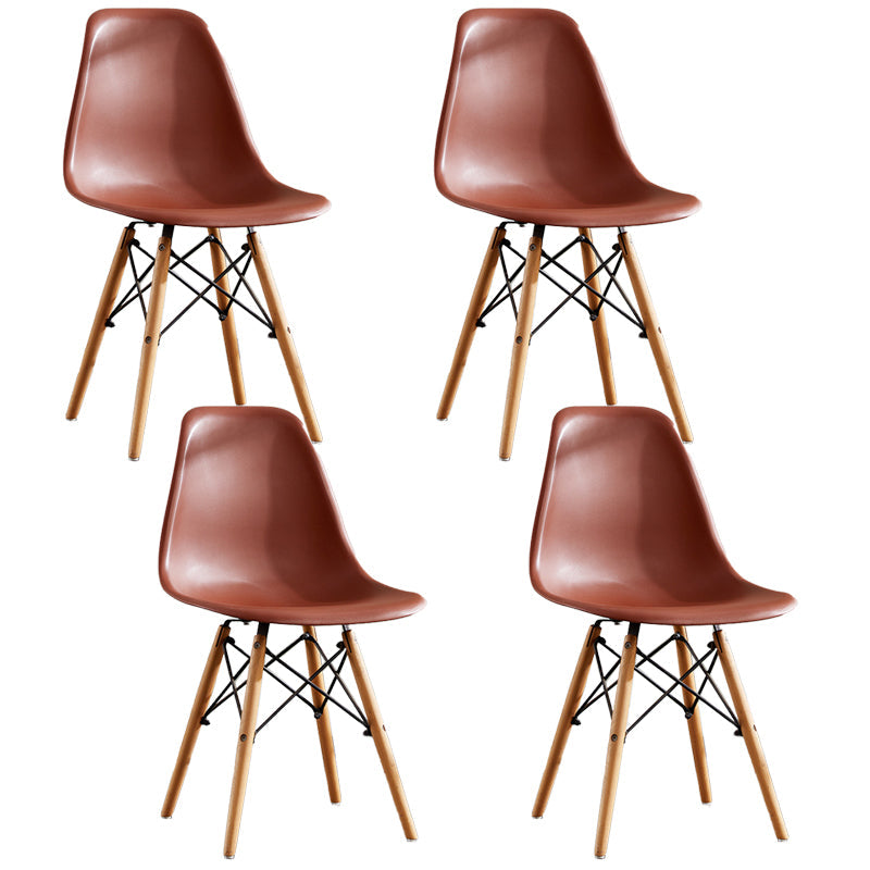 Wood Contemporary Modern Kitchen Dining Side Chair Solid Back Chair Coffee Set of 4 Clearhalo ' kitchen&dining_furn' 'Dining Chairs' 'Dining Tables & Seating' 'dining_chair' 'Furniture' 'furniture_dining_chair' 'Kitchen & Dining Furniture' 'kitchen' 4288568