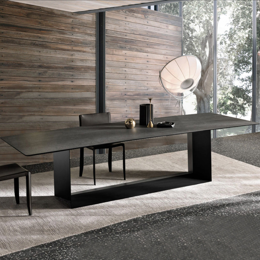 Metal Traditional Luxury Rectangle Table Sintered Stone Top Indoor Table for Kitchen and Dining Room Clearhalo ' dining_table' 'Dining Tables & Seating' 'Dining Tables' 'furn' 'furn_dining_table' 'Furniture' 'furniture_dining_table' 'Kitchen & Dining Furniture' 'kitchen&dining_furn' 'kitchen' 'kitchen_dining_table' 4288572