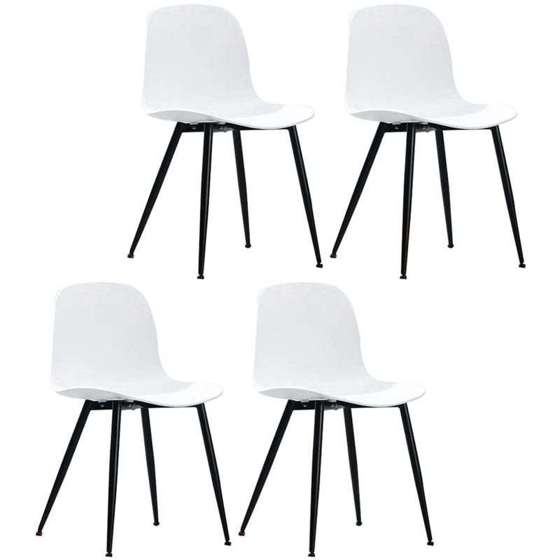 Contemporary Home Side Chair Solid Back Metal Legs Plastic Dining Room Chair (Set of 4) White Clearhalo ' kitchen&dining_furn' 'Dining Chairs' 'Dining Tables & Seating' 'dining_chair' 'Furniture' 'furniture_dining_chair' 'Kitchen & Dining Furniture' 'kitchen' 4288582