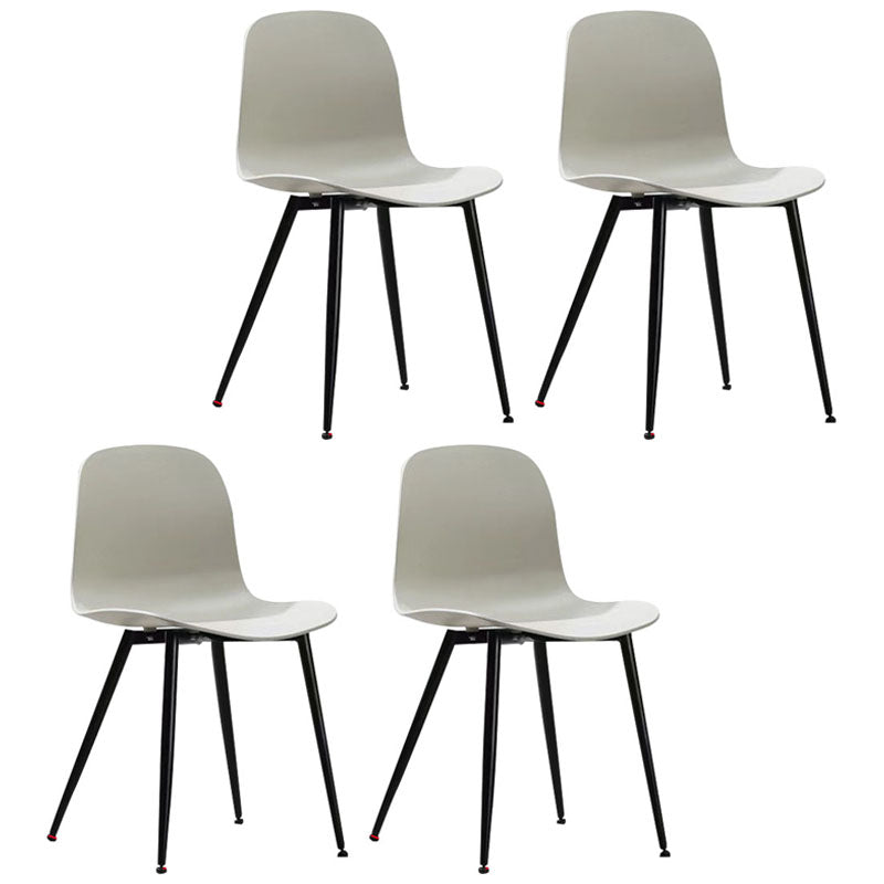 Contemporary Home Side Chair Solid Back Metal Legs Plastic Dining Room Chair (Set of 4) Grey Clearhalo ' kitchen&dining_furn' 'Dining Chairs' 'Dining Tables & Seating' 'dining_chair' 'Furniture' 'furniture_dining_chair' 'Kitchen & Dining Furniture' 'kitchen' 4288583