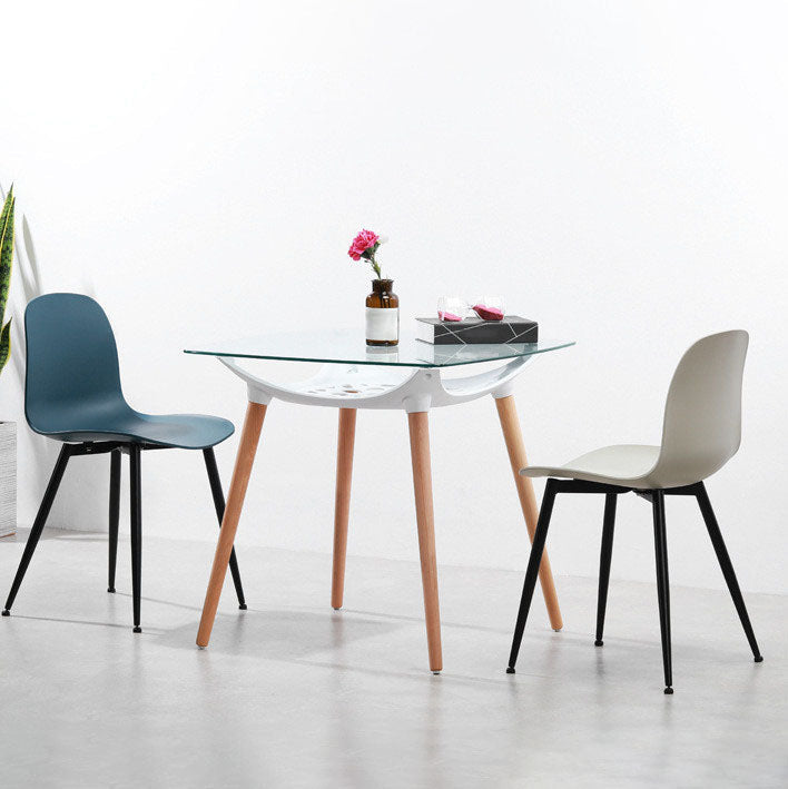 Contemporary Home Side Chair Solid Back Metal Legs Plastic Dining Room Chair (Set of 4) Clearhalo ' kitchen&dining_furn' 'Dining Chairs' 'Dining Tables & Seating' 'dining_chair' 'Furniture' 'furniture_dining_chair' 'Kitchen & Dining Furniture' 'kitchen' 4288584