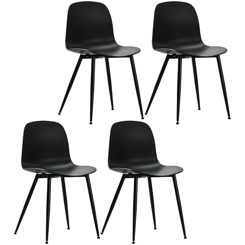 Contemporary Home Side Chair Solid Back Metal Legs Plastic Dining Room Chair (Set of 4) Black Clearhalo ' kitchen&dining_furn' 'Dining Chairs' 'Dining Tables & Seating' 'dining_chair' 'Furniture' 'furniture_dining_chair' 'Kitchen & Dining Furniture' 'kitchen' 4288585
