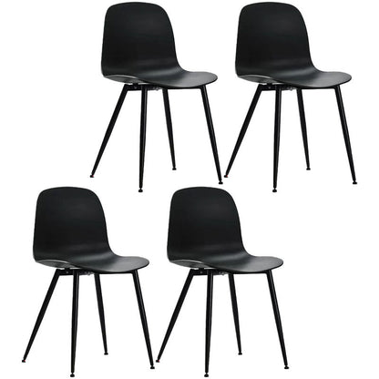 Contemporary Home Side Chair Solid Back Metal Legs Plastic Dining Room Chair (Set of 4) Black Clearhalo ' kitchen&dining_furn' 'Dining Chairs' 'Dining Tables & Seating' 'dining_chair' 'Furniture' 'furniture_dining_chair' 'Kitchen & Dining Furniture' 'kitchen' 4288585