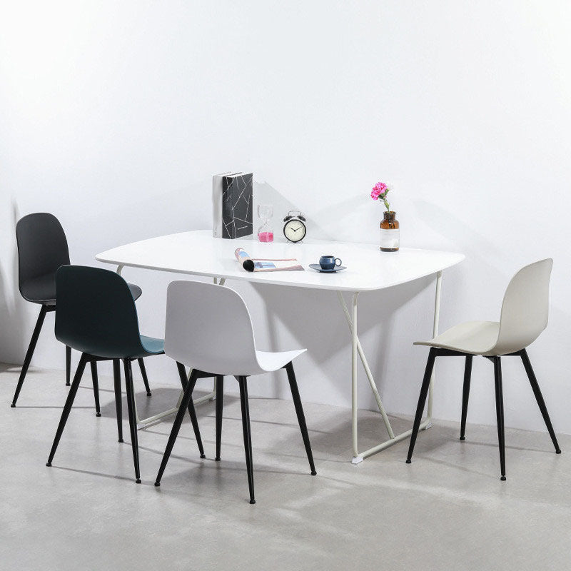 Contemporary Home Side Chair Solid Back Metal Legs Plastic Dining Room Chair (Set of 4) Clearhalo ' kitchen&dining_furn' 'Dining Chairs' 'Dining Tables & Seating' 'dining_chair' 'Furniture' 'furniture_dining_chair' 'Kitchen & Dining Furniture' 'kitchen' 4288586