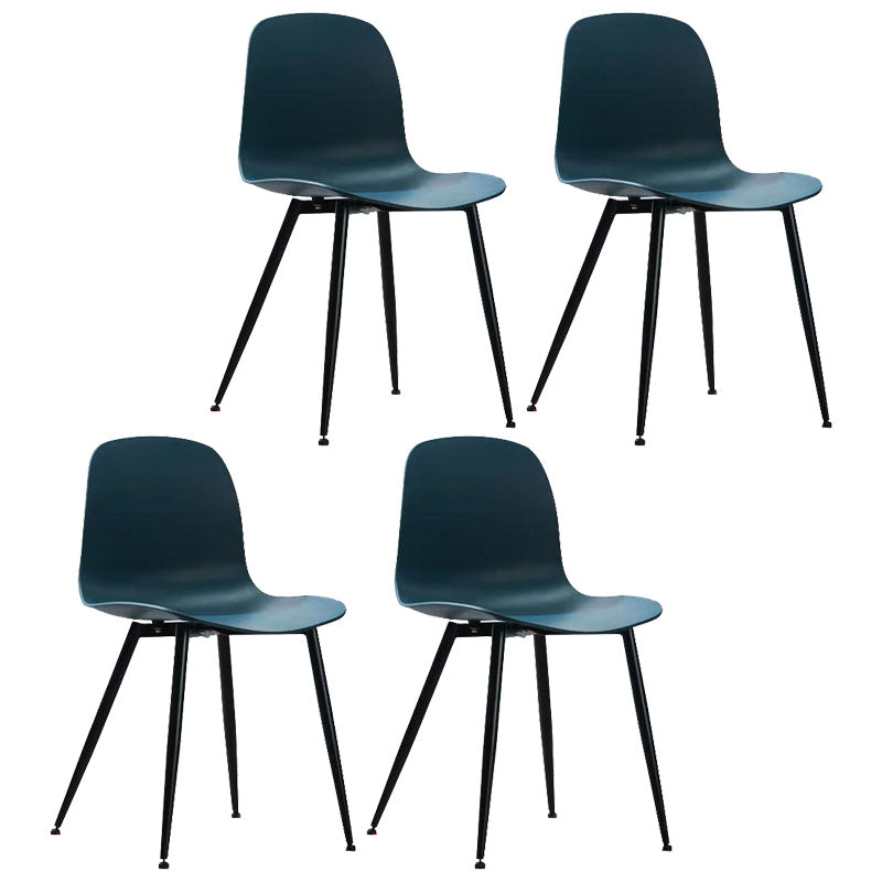 Contemporary Home Side Chair Solid Back Metal Legs Plastic Dining Room Chair (Set of 4) Blue Clearhalo ' kitchen&dining_furn' 'Dining Chairs' 'Dining Tables & Seating' 'dining_chair' 'Furniture' 'furniture_dining_chair' 'Kitchen & Dining Furniture' 'kitchen' 4288587