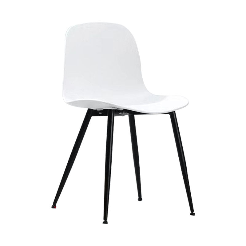 Contemporary Home Side Chair Solid Back Metal Legs Plastic Dining Room Chair (Set of 4) Clearhalo ' kitchen&dining_furn' 'Dining Chairs' 'Dining Tables & Seating' 'dining_chair' 'Furniture' 'furniture_dining_chair' 'Kitchen & Dining Furniture' 'kitchen' 4288589