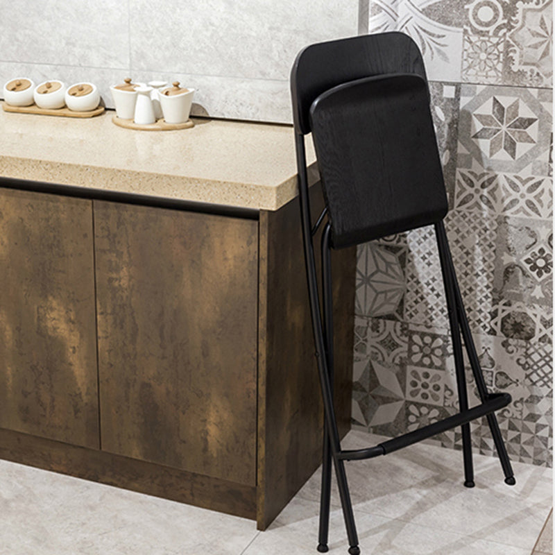 Nordic Wood Folding Barstool Simple Indoor Tall Stool with Square Seat, 1 Piece Clearhalo 'Bar Furniture' 'Bar Stools' 'bar_stools' 'furn' 'furn_bar_stools' 'furniture_bar_stools' 'Kitchen & Dining Furniture' 'kitchen&dining_furn' 'kitchen' 'kitchen_furn' Furniture' 4289840