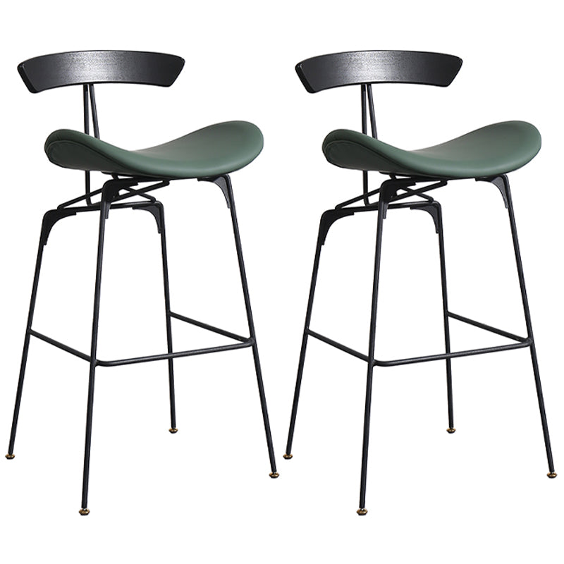 Nordic Iron Simple Barstool Indoor Tall Stool with Imitation Leather Seat(set of 2) Green 2 Piece Set Clearhalo 'Bar Furniture' 'Bar Stools' 'bar_stools' 'furn' 'furn_bar_stools' 'furniture_bar_stools' 'Kitchen & Dining Furniture' 'kitchen&dining_furn' 'kitchen' 'kitchen_furn' Furniture' 4289844
