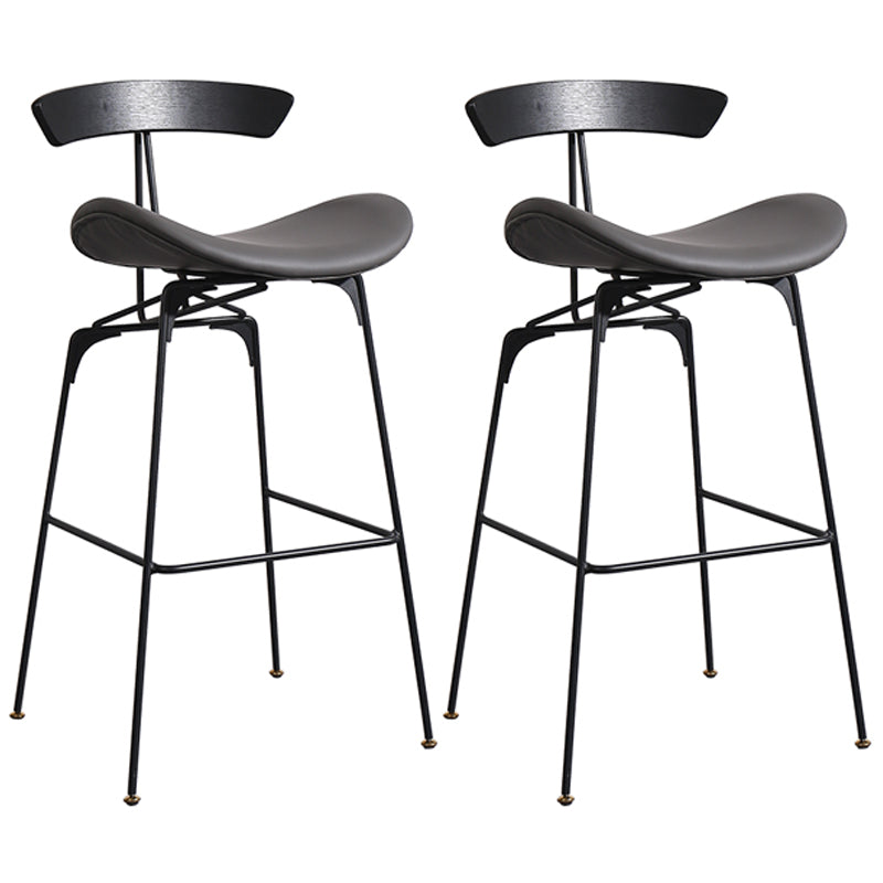 Nordic Iron Simple Barstool Indoor Tall Stool with Imitation Leather Seat(set of 2) Grey 2 Piece Set Clearhalo 'Bar Furniture' 'Bar Stools' 'bar_stools' 'furn' 'furn_bar_stools' 'furniture_bar_stools' 'Kitchen & Dining Furniture' 'kitchen&dining_furn' 'kitchen' 'kitchen_furn' Furniture' 4289847