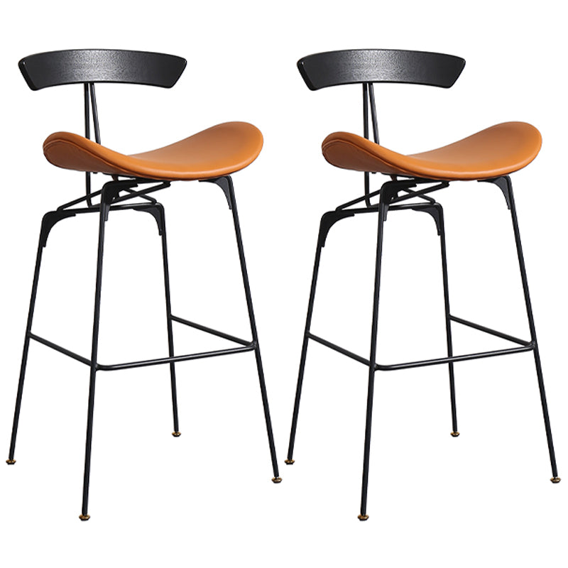 Nordic Iron Simple Barstool Indoor Tall Stool with Imitation Leather Seat(set of 2) Brown 2 Piece Set Clearhalo 'Bar Furniture' 'Bar Stools' 'bar_stools' 'furn' 'furn_bar_stools' 'furniture_bar_stools' 'Kitchen & Dining Furniture' 'kitchen&dining_furn' 'kitchen' 'kitchen_furn' Furniture' 4289849