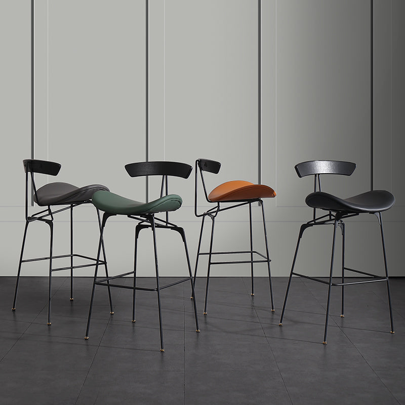 Nordic Iron Simple Barstool Indoor Tall Stool with Imitation Leather Seat(set of 2) Clearhalo 'Bar Furniture' 'Bar Stools' 'bar_stools' 'furn' 'furn_bar_stools' 'furniture_bar_stools' 'Kitchen & Dining Furniture' 'kitchen&dining_furn' 'kitchen' 'kitchen_furn' Furniture' 4289856