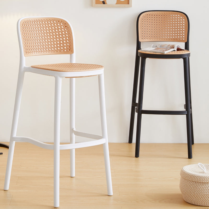 Nordic Plastic Simple Barstool Indoor Tall Stool with Imitation Rattan Seat Clearhalo 'Bar Furniture' 'Bar Stools' 'bar_stools' 'furn' 'furn_bar_stools' 'furniture_bar_stools' 'Kitchen & Dining Furniture' 'kitchen&dining_furn' 'kitchen' 'kitchen_furn' Furniture' 4289858