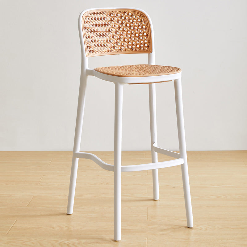 Nordic Plastic Simple Barstool Indoor Tall Stool with Imitation Rattan Seat White 1 Piece Counter Stool(26"H) Clearhalo 'Bar Furniture' 'Bar Stools' 'bar_stools' 'furn' 'furn_bar_stools' 'furniture_bar_stools' 'Kitchen & Dining Furniture' 'kitchen&dining_furn' 'kitchen' 'kitchen_furn' Furniture' 4289860