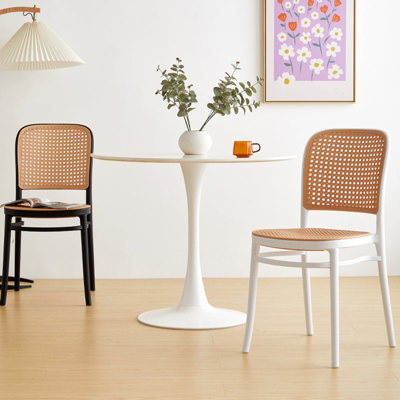 Nordic Plastic Simple Barstool Indoor Tall Stool with Imitation Rattan Seat Clearhalo 'Bar Furniture' 'Bar Stools' 'bar_stools' 'furn' 'furn_bar_stools' 'furniture_bar_stools' 'Kitchen & Dining Furniture' 'kitchen&dining_furn' 'kitchen' 'kitchen_furn' Furniture' 4289861