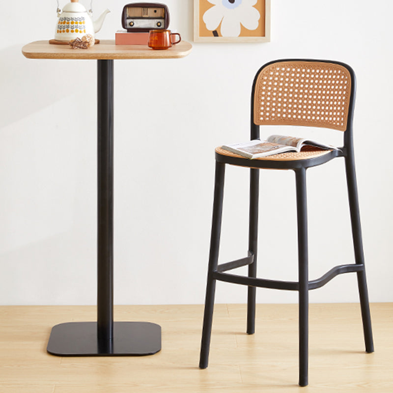 Nordic Plastic Simple Barstool Indoor Tall Stool with Imitation Rattan Seat Clearhalo 'Bar Furniture' 'Bar Stools' 'bar_stools' 'furn' 'furn_bar_stools' 'furniture_bar_stools' 'Kitchen & Dining Furniture' 'kitchen&dining_furn' 'kitchen' 'kitchen_furn' Furniture' 4289863