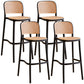 Nordic Plastic Simple Barstool Indoor Tall Stool with Imitation Rattan Seat Black 4 Piece Set Bar Stool(30"H) Clearhalo 'Bar Furniture' 'Bar Stools' 'bar_stools' 'furn' 'furn_bar_stools' 'furniture_bar_stools' 'Kitchen & Dining Furniture' 'kitchen&dining_furn' 'kitchen' 'kitchen_furn' Furniture' 4289870