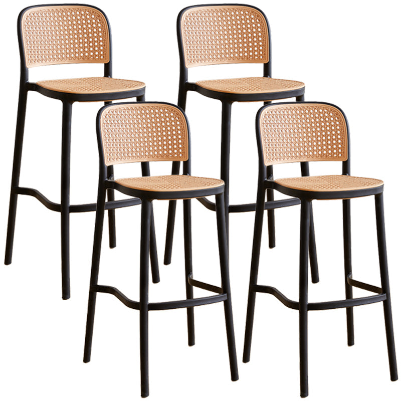 Nordic Plastic Simple Barstool Indoor Tall Stool with Imitation Rattan Seat Black 4 Piece Set Bar Stool(30"H) Clearhalo 'Bar Furniture' 'Bar Stools' 'bar_stools' 'furn' 'furn_bar_stools' 'furniture_bar_stools' 'Kitchen & Dining Furniture' 'kitchen&dining_furn' 'kitchen' 'kitchen_furn' Furniture' 4289870
