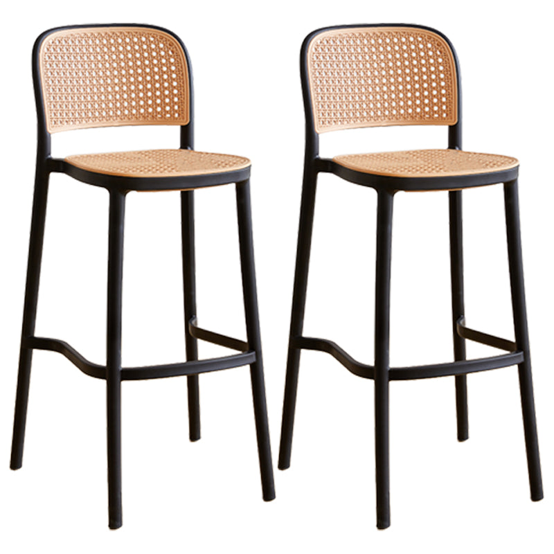 Nordic Plastic Simple Barstool Indoor Tall Stool with Imitation Rattan Seat Black 2 Piece Set Bar Stool(30"H) Clearhalo 'Bar Furniture' 'Bar Stools' 'bar_stools' 'furn' 'furn_bar_stools' 'furniture_bar_stools' 'Kitchen & Dining Furniture' 'kitchen&dining_furn' 'kitchen' 'kitchen_furn' Furniture' 4289875