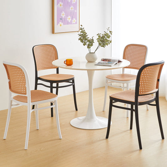 Nordic Plastic Simple Barstool Indoor Tall Stool with Imitation Rattan Seat Clearhalo 'Bar Furniture' 'Bar Stools' 'bar_stools' 'furn' 'furn_bar_stools' 'furniture_bar_stools' 'Kitchen & Dining Furniture' 'kitchen&dining_furn' 'kitchen' 'kitchen_furn' Furniture' 4289878