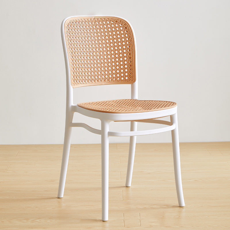 Nordic Plastic Simple Barstool Indoor Tall Stool with Imitation Rattan Seat White 1 Piece Short Stool(18"H) Clearhalo 'Bar Furniture' 'Bar Stools' 'bar_stools' 'furn' 'furn_bar_stools' 'furniture_bar_stools' 'Kitchen & Dining Furniture' 'kitchen&dining_furn' 'kitchen' 'kitchen_furn' Furniture' 4289879