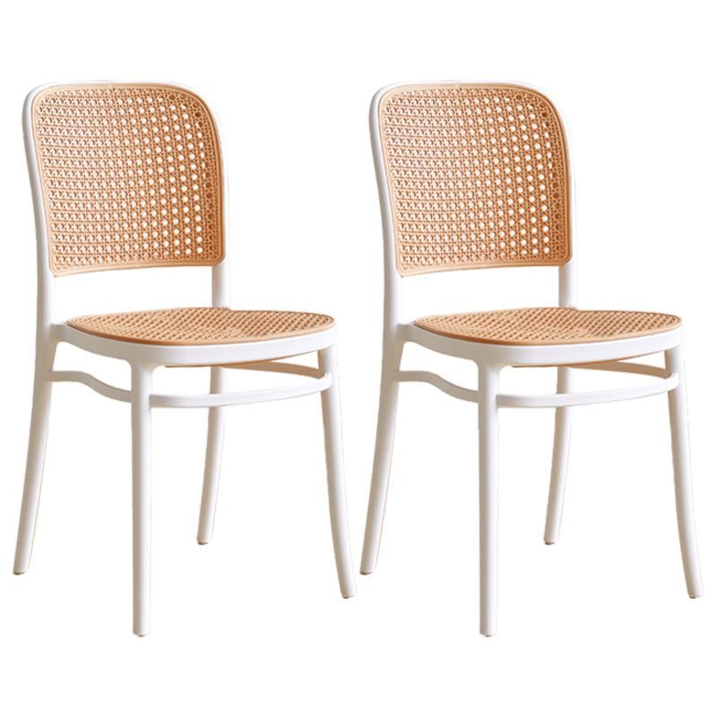 Nordic Plastic Simple Barstool Indoor Tall Stool with Imitation Rattan Seat White 2 Piece Set Short Stool(18"H) Clearhalo 'Bar Furniture' 'Bar Stools' 'bar_stools' 'furn' 'furn_bar_stools' 'furniture_bar_stools' 'Kitchen & Dining Furniture' 'kitchen&dining_furn' 'kitchen' 'kitchen_furn' Furniture' 4289880