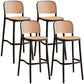 Nordic Plastic Simple Barstool Indoor Tall Stool with Imitation Rattan Seat Black 4 Piece Set Counter Stool(26"H) Clearhalo 'Bar Furniture' 'Bar Stools' 'bar_stools' 'furn' 'furn_bar_stools' 'furniture_bar_stools' 'Kitchen & Dining Furniture' 'kitchen&dining_furn' 'kitchen' 'kitchen_furn' Furniture' 4289881
