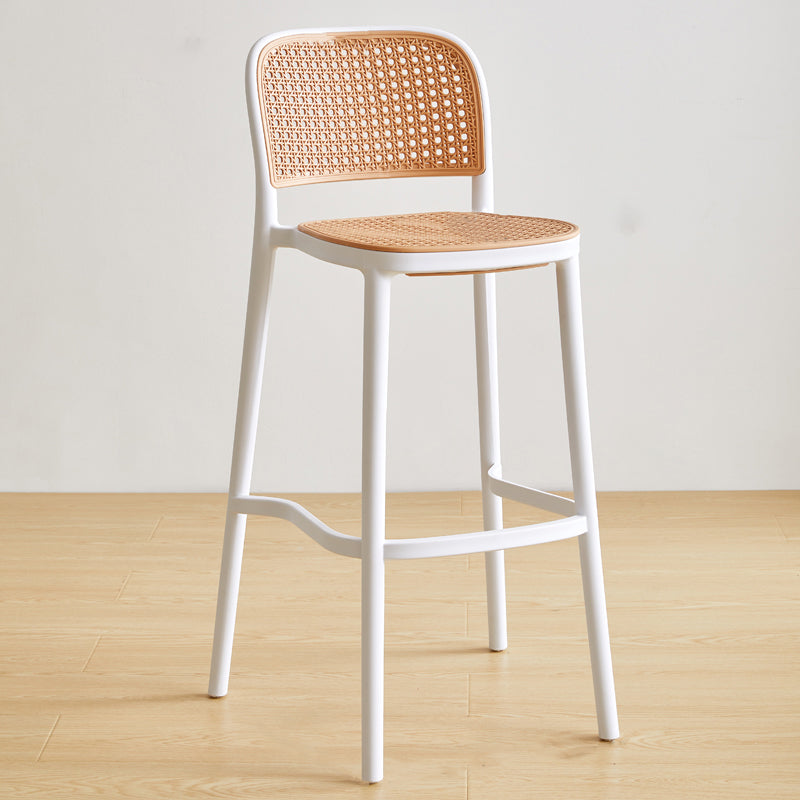 Nordic Plastic Simple Barstool Indoor Tall Stool with Imitation Rattan Seat White 1 Piece Bar Stool(30"H) Clearhalo 'Bar Furniture' 'Bar Stools' 'bar_stools' 'furn' 'furn_bar_stools' 'furniture_bar_stools' 'Kitchen & Dining Furniture' 'kitchen&dining_furn' 'kitchen' 'kitchen_furn' Furniture' 4289885