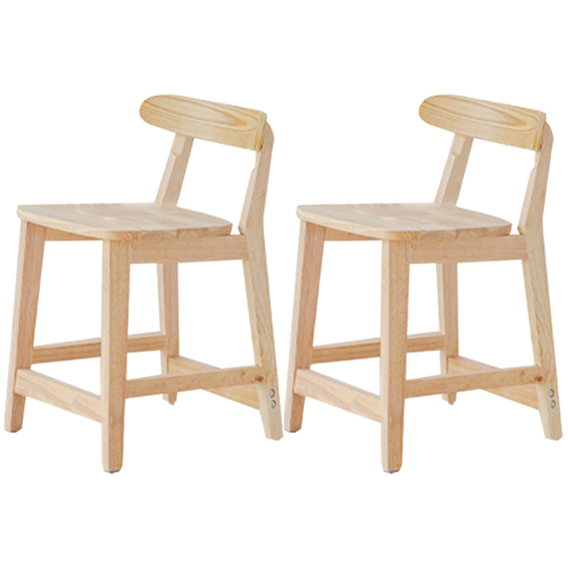 Industrial Wood Low Back Barstool Simple Indoor Tall Stool with Square Seat 2 Piece Set Short Stool(18"H) Clearhalo 'Bar Furniture' 'Bar Stools' 'bar_stools' 'furn' 'furn_bar_stools' 'furniture_bar_stools' 'Kitchen & Dining Furniture' 'kitchen&dining_furn' 'kitchen' 'kitchen_furn' Furniture' 4289895
