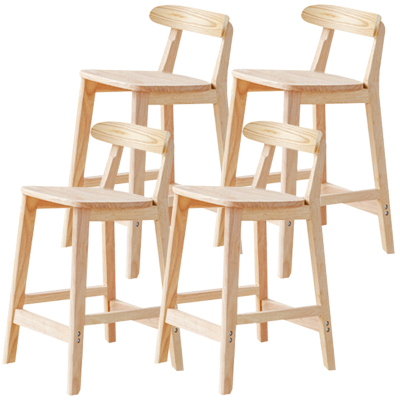 Industrial Wood Low Back Barstool Simple Indoor Tall Stool with Square Seat 4 Piece Set Counter Stool (24"H) Clearhalo 'Bar Furniture' 'Bar Stools' 'bar_stools' 'furn' 'furn_bar_stools' 'furniture_bar_stools' 'Kitchen & Dining Furniture' 'kitchen&dining_furn' 'kitchen' 'kitchen_furn' Furniture' 4289903