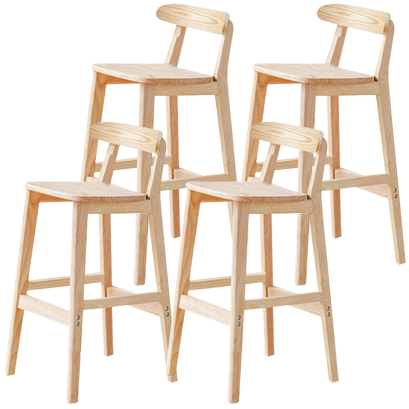 Industrial Wood Low Back Barstool Simple Indoor Tall Stool with Square Seat 4 Piece Set Bar Stool (28" H) Clearhalo 'Bar Furniture' 'Bar Stools' 'bar_stools' 'furn' 'furn_bar_stools' 'furniture_bar_stools' 'Kitchen & Dining Furniture' 'kitchen&dining_furn' 'kitchen' 'kitchen_furn' Furniture' 4289909