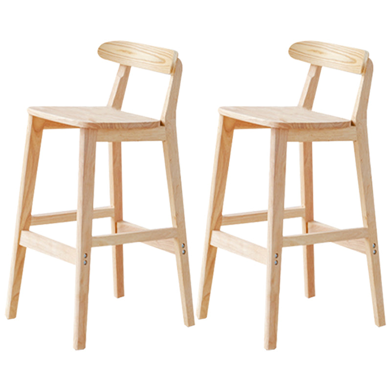 Industrial Wood Low Back Barstool Simple Indoor Tall Stool with Square Seat 2 Piece Set Bar Stool (28" H) Clearhalo 'Bar Furniture' 'Bar Stools' 'bar_stools' 'furn' 'furn_bar_stools' 'furniture_bar_stools' 'Kitchen & Dining Furniture' 'kitchen&dining_furn' 'kitchen' 'kitchen_furn' Furniture' 4289912