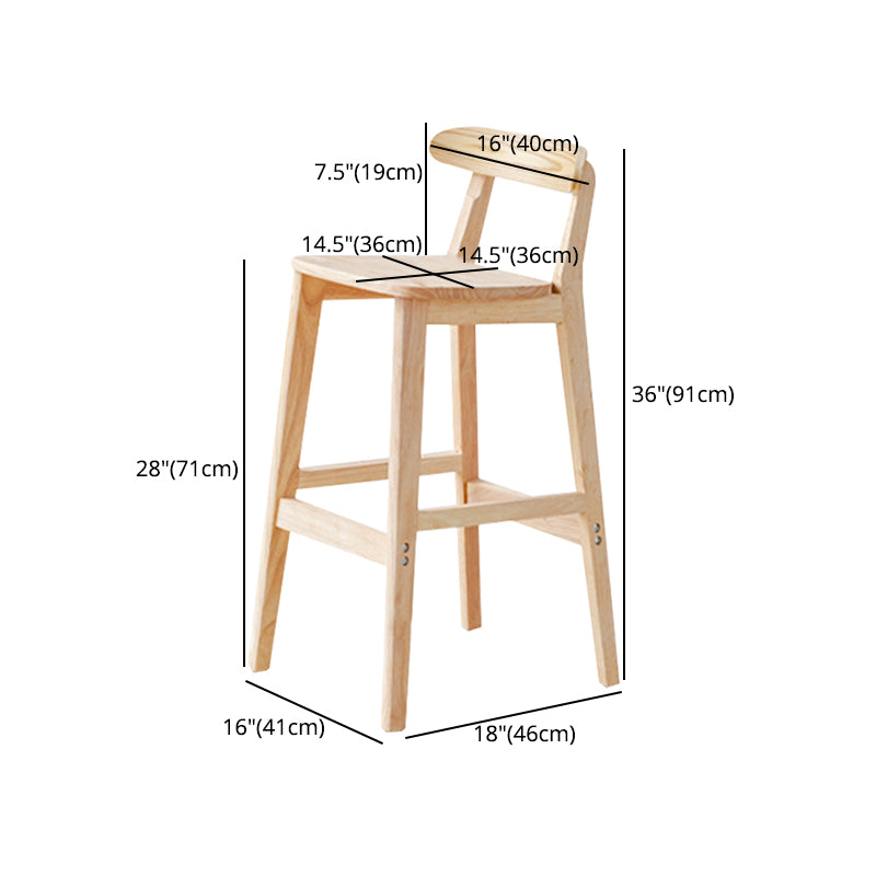 Industrial Wood Low Back Barstool Simple Indoor Tall Stool with Square Seat Clearhalo 'Bar Furniture' 'Bar Stools' 'bar_stools' 'furn' 'furn_bar_stools' 'furniture_bar_stools' 'Kitchen & Dining Furniture' 'kitchen&dining_furn' 'kitchen' 'kitchen_furn' Furniture' 4289922