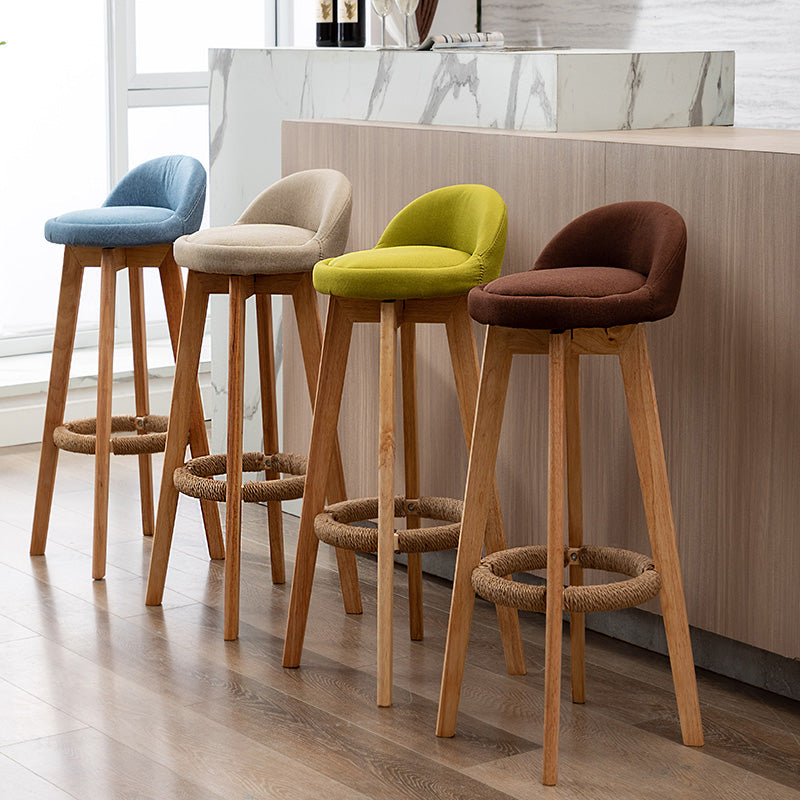 Nordic Wood Swivel Barstool Low Back Indoor Tall Stool with Upholstered Clearhalo 'Bar Furniture' 'Bar Stools' 'bar_stools' 'furn' 'furn_bar_stools' 'furniture_bar_stools' 'Kitchen & Dining Furniture' 'kitchen&dining_furn' 'kitchen' 'kitchen_furn' Furniture' 4289924