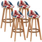 Nordic Wood Swivel Barstool Low Back Indoor Tall Stool with Upholstered Red-White-Blue 4 Piece Set Clearhalo 'Bar Furniture' 'Bar Stools' 'bar_stools' 'furn' 'furn_bar_stools' 'furniture_bar_stools' 'Kitchen & Dining Furniture' 'kitchen&dining_furn' 'kitchen' 'kitchen_furn' Furniture' 4289925