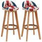 Nordic Wood Swivel Barstool Low Back Indoor Tall Stool with Upholstered Red-White-Blue 2 Piece Set Clearhalo 'Bar Furniture' 'Bar Stools' 'bar_stools' 'furn' 'furn_bar_stools' 'furniture_bar_stools' 'Kitchen & Dining Furniture' 'kitchen&dining_furn' 'kitchen' 'kitchen_furn' Furniture' 4289928