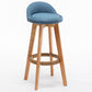 Nordic Wood Swivel Barstool Low Back Indoor Tall Stool with Upholstered Blue 1 Piece Clearhalo 'Bar Furniture' 'Bar Stools' 'bar_stools' 'furn' 'furn_bar_stools' 'furniture_bar_stools' 'Kitchen & Dining Furniture' 'kitchen&dining_furn' 'kitchen' 'kitchen_furn' Furniture' 4289933