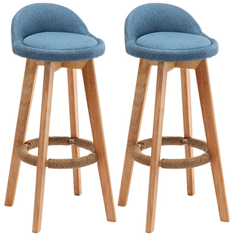 Nordic Wood Swivel Barstool Low Back Indoor Tall Stool with Upholstered Blue 2 Piece Set Clearhalo 'Bar Furniture' 'Bar Stools' 'bar_stools' 'furn' 'furn_bar_stools' 'furniture_bar_stools' 'Kitchen & Dining Furniture' 'kitchen&dining_furn' 'kitchen' 'kitchen_furn' Furniture' 4289935