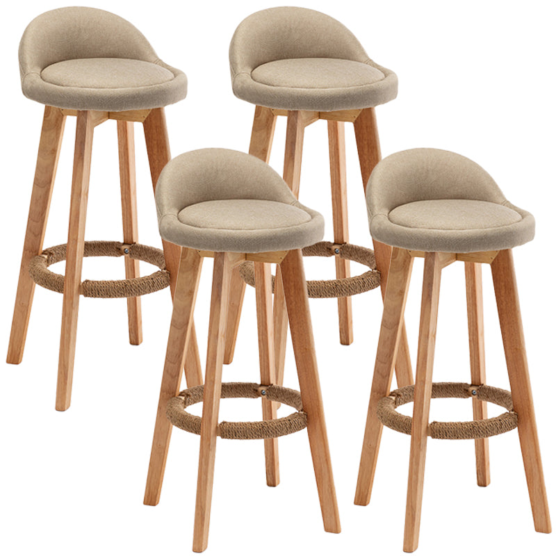 Nordic Wood Swivel Barstool Low Back Indoor Tall Stool with Upholstered Beige 4 Piece Set Clearhalo 'Bar Furniture' 'Bar Stools' 'bar_stools' 'furn' 'furn_bar_stools' 'furniture_bar_stools' 'Kitchen & Dining Furniture' 'kitchen&dining_furn' 'kitchen' 'kitchen_furn' Furniture' 4289937