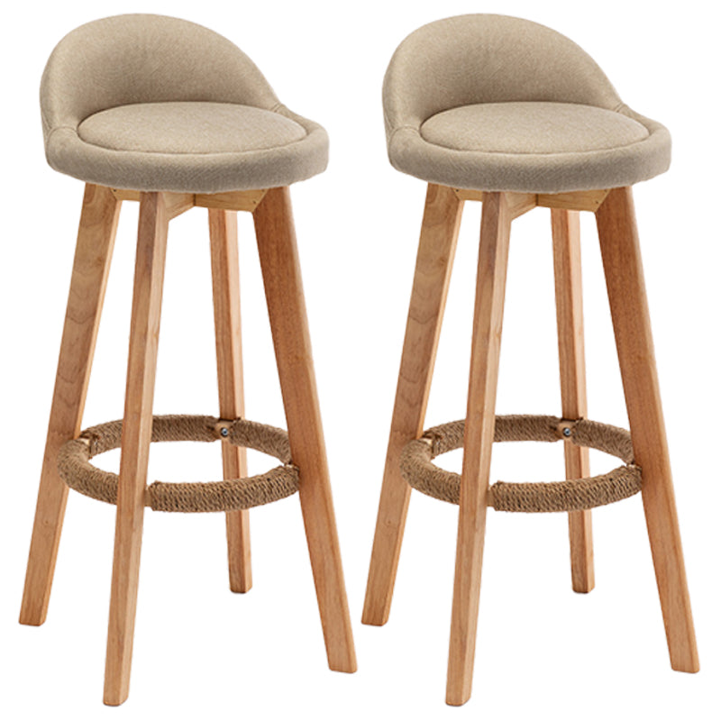 Nordic Wood Swivel Barstool Low Back Indoor Tall Stool with Upholstered Beige 2 Piece Set Clearhalo 'Bar Furniture' 'Bar Stools' 'bar_stools' 'furn' 'furn_bar_stools' 'furniture_bar_stools' 'Kitchen & Dining Furniture' 'kitchen&dining_furn' 'kitchen' 'kitchen_furn' Furniture' 4289940