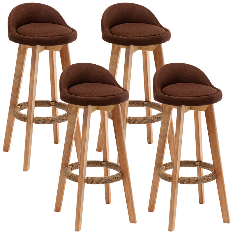Nordic Wood Swivel Barstool Low Back Indoor Tall Stool with Upholstered Coffee 4 Piece Set Clearhalo 'Bar Furniture' 'Bar Stools' 'bar_stools' 'furn' 'furn_bar_stools' 'furniture_bar_stools' 'Kitchen & Dining Furniture' 'kitchen&dining_furn' 'kitchen' 'kitchen_furn' Furniture' 4289942
