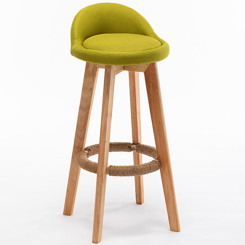 Nordic Wood Swivel Barstool Low Back Indoor Tall Stool with Upholstered Green 1 Piece Clearhalo 'Bar Furniture' 'Bar Stools' 'bar_stools' 'furn' 'furn_bar_stools' 'furniture_bar_stools' 'Kitchen & Dining Furniture' 'kitchen&dining_furn' 'kitchen' 'kitchen_furn' Furniture' 4289947