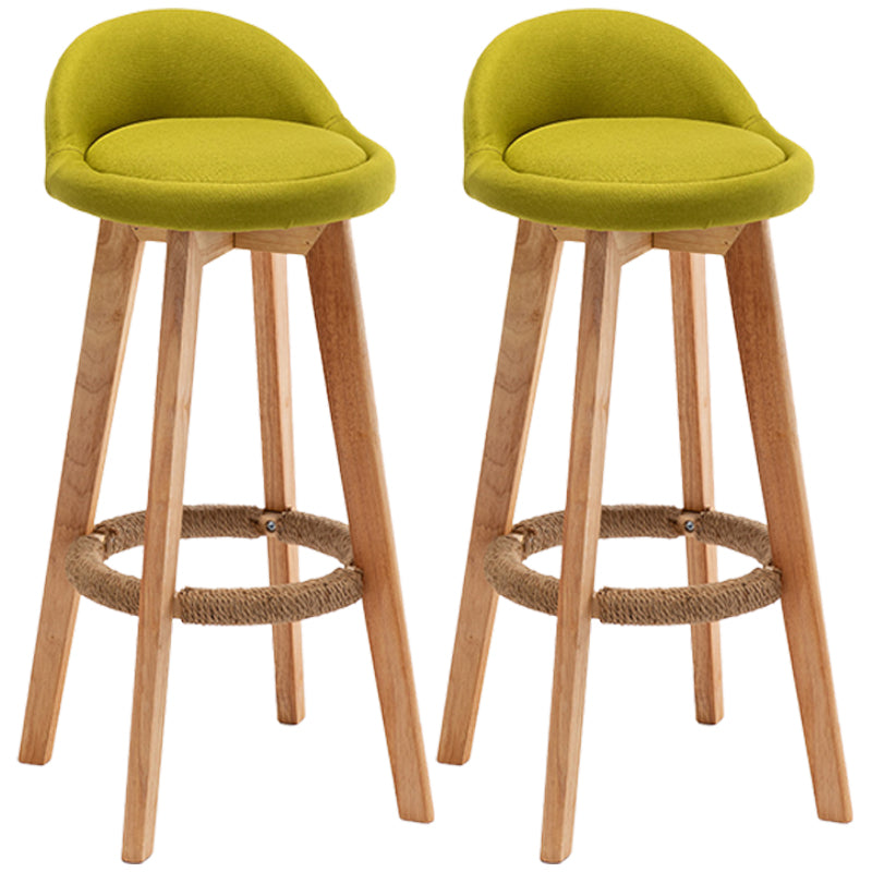 Nordic Wood Swivel Barstool Low Back Indoor Tall Stool with Upholstered Green 2 Piece Set Clearhalo 'Bar Furniture' 'Bar Stools' 'bar_stools' 'furn' 'furn_bar_stools' 'furniture_bar_stools' 'Kitchen & Dining Furniture' 'kitchen&dining_furn' 'kitchen' 'kitchen_furn' Furniture' 4289948