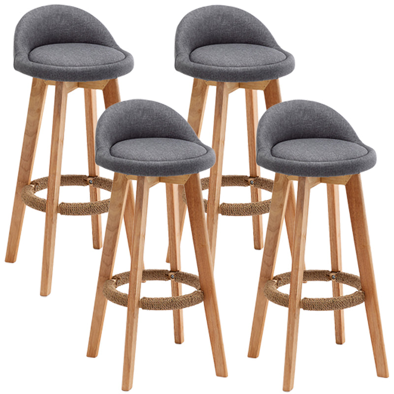 Nordic Wood Swivel Barstool Low Back Indoor Tall Stool with Upholstered Grey 4 Piece Set Clearhalo 'Bar Furniture' 'Bar Stools' 'bar_stools' 'furn' 'furn_bar_stools' 'furniture_bar_stools' 'Kitchen & Dining Furniture' 'kitchen&dining_furn' 'kitchen' 'kitchen_furn' Furniture' 4289949
