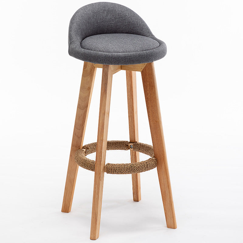 Nordic Wood Swivel Barstool Low Back Indoor Tall Stool with Upholstered Grey 1 Piece Clearhalo 'Bar Furniture' 'Bar Stools' 'bar_stools' 'furn' 'furn_bar_stools' 'furniture_bar_stools' 'Kitchen & Dining Furniture' 'kitchen&dining_furn' 'kitchen' 'kitchen_furn' Furniture' 4289950