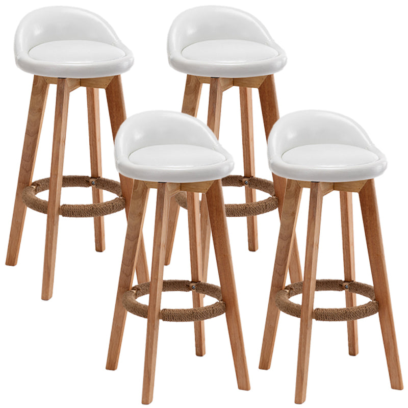 Nordic Wood Swivel Barstool Low Back Indoor Tall Stool with Upholstered White 4 Piece Set Clearhalo 'Bar Furniture' 'Bar Stools' 'bar_stools' 'furn' 'furn_bar_stools' 'furniture_bar_stools' 'Kitchen & Dining Furniture' 'kitchen&dining_furn' 'kitchen' 'kitchen_furn' Furniture' 4289952