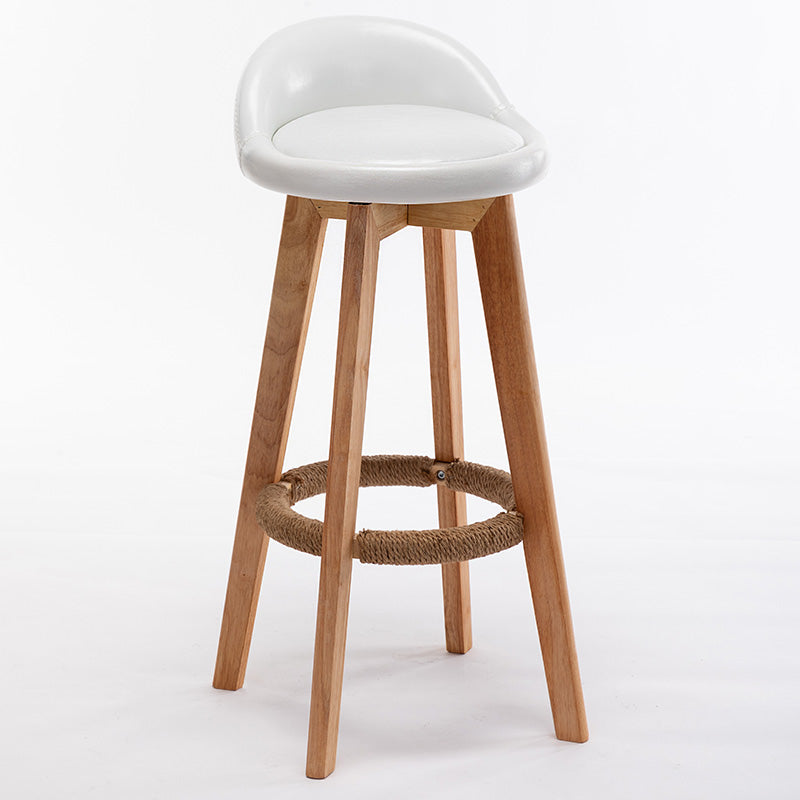 Nordic Wood Swivel Barstool Low Back Indoor Tall Stool with Upholstered White 1 Piece Clearhalo 'Bar Furniture' 'Bar Stools' 'bar_stools' 'furn' 'furn_bar_stools' 'furniture_bar_stools' 'Kitchen & Dining Furniture' 'kitchen&dining_furn' 'kitchen' 'kitchen_furn' Furniture' 4289953