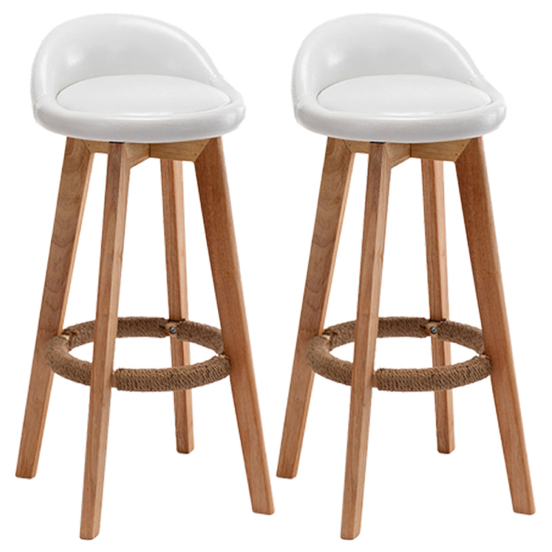 Nordic Wood Swivel Barstool Low Back Indoor Tall Stool with Upholstered White 2 Piece Set Clearhalo 'Bar Furniture' 'Bar Stools' 'bar_stools' 'furn' 'furn_bar_stools' 'furniture_bar_stools' 'Kitchen & Dining Furniture' 'kitchen&dining_furn' 'kitchen' 'kitchen_furn' Furniture' 4289954