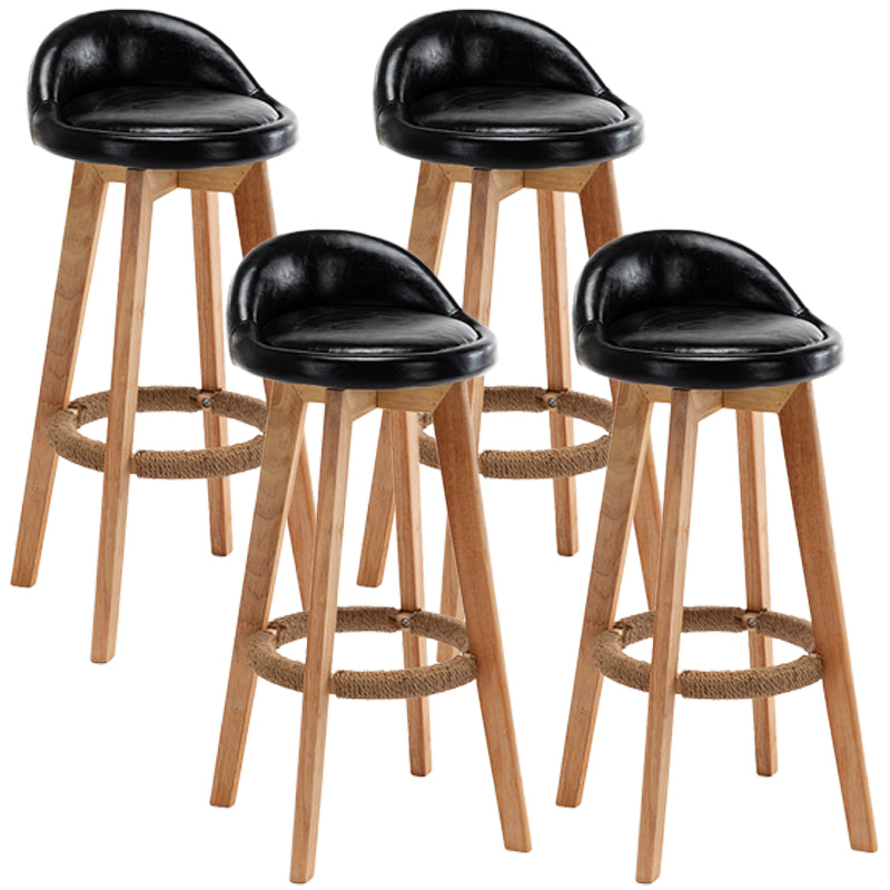 Nordic Wood Swivel Barstool Low Back Indoor Tall Stool with Upholstered Black 4 Piece Set Clearhalo 'Bar Furniture' 'Bar Stools' 'bar_stools' 'furn' 'furn_bar_stools' 'furniture_bar_stools' 'Kitchen & Dining Furniture' 'kitchen&dining_furn' 'kitchen' 'kitchen_furn' Furniture' 4289955
