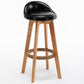 Nordic Wood Swivel Barstool Low Back Indoor Tall Stool with Upholstered Black 1 Piece Clearhalo 'Bar Furniture' 'Bar Stools' 'bar_stools' 'furn' 'furn_bar_stools' 'furniture_bar_stools' 'Kitchen & Dining Furniture' 'kitchen&dining_furn' 'kitchen' 'kitchen_furn' Furniture' 4289956